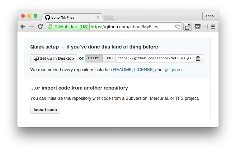 Import code into Github