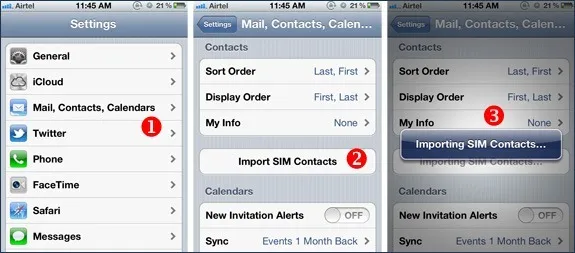 import SIM contacts