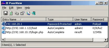 internet explorer passwords