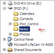 ipod notes folder