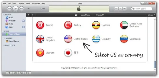 Change iTunes Store Country