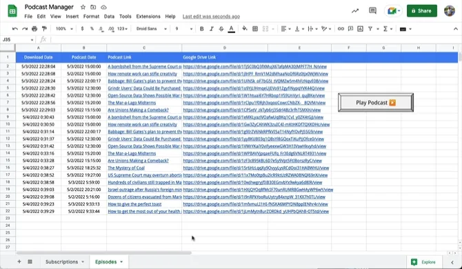 MP3 Player in Google Sheets