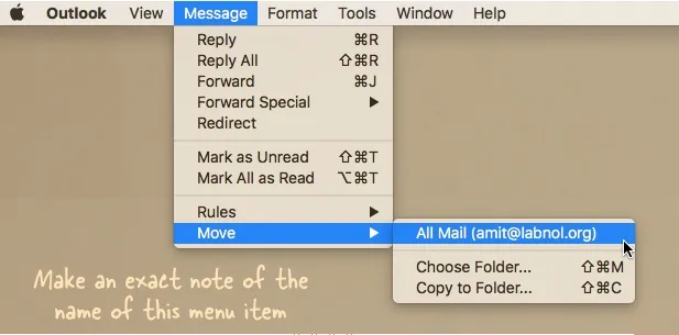 Outlook Menu