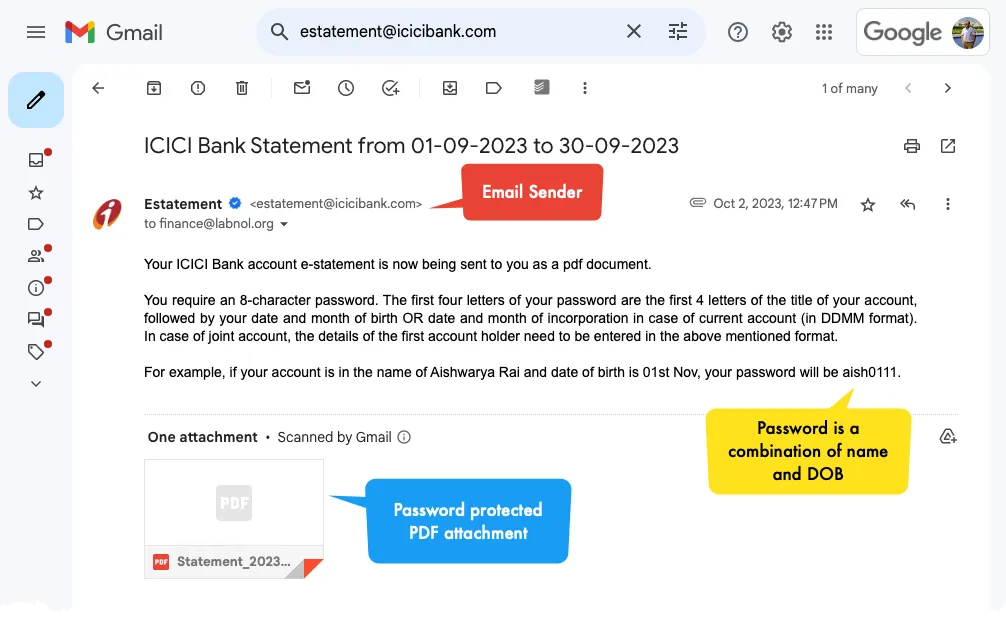 Password protected PDF Attachment in Gmail