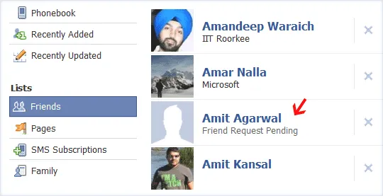 Pending Friend Requests