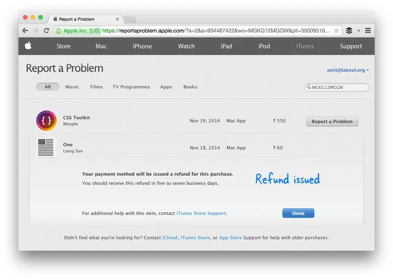 Mac App Store - Refund Issued