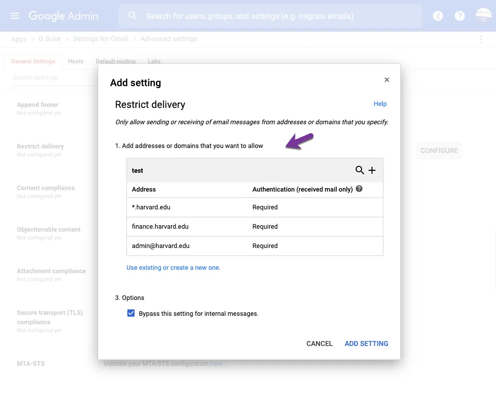 Whitelist domains and email addresses in Gmail