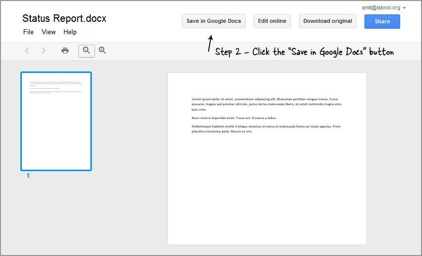 Save in Google Docs