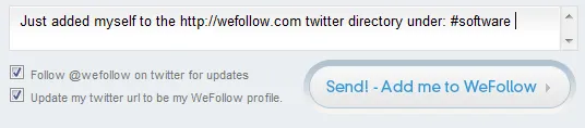 default tweet from wefollow