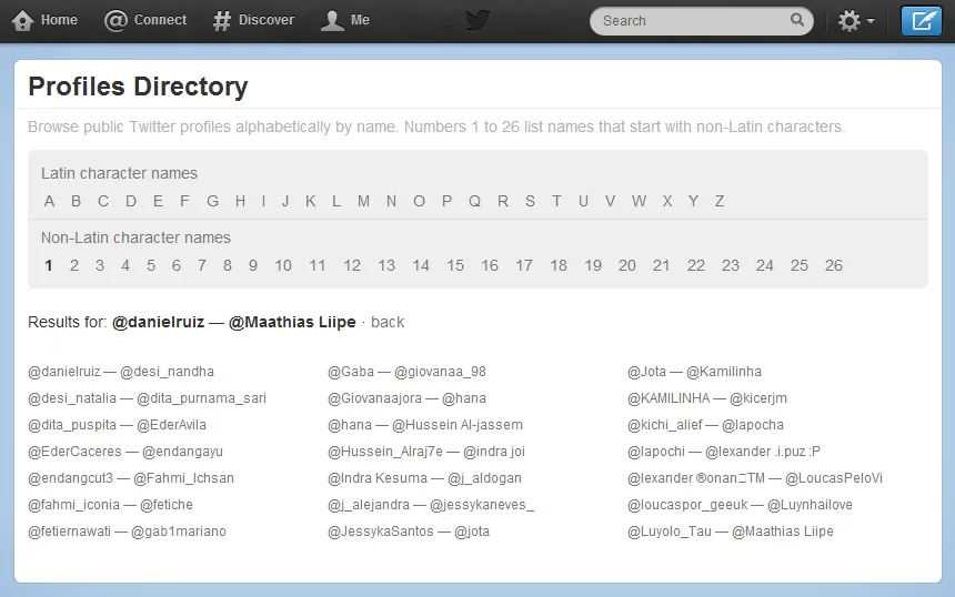 Twitter Profiles Directory