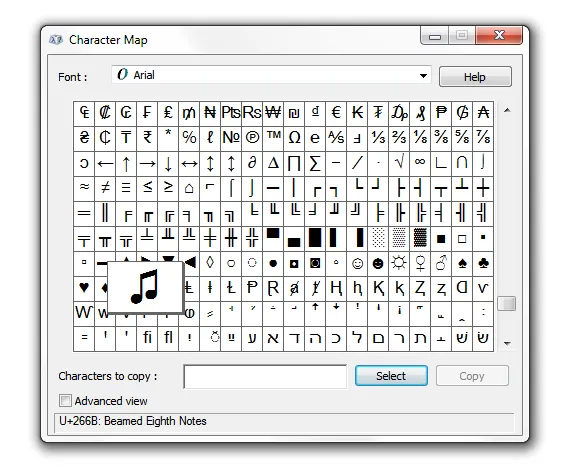 unicode character map