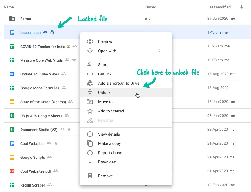Unlock Google Drive File