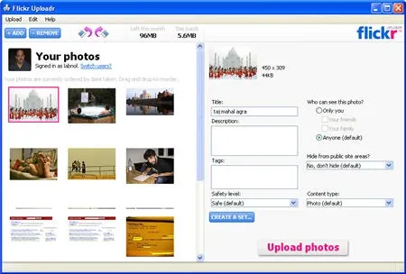 upload flickr photographs