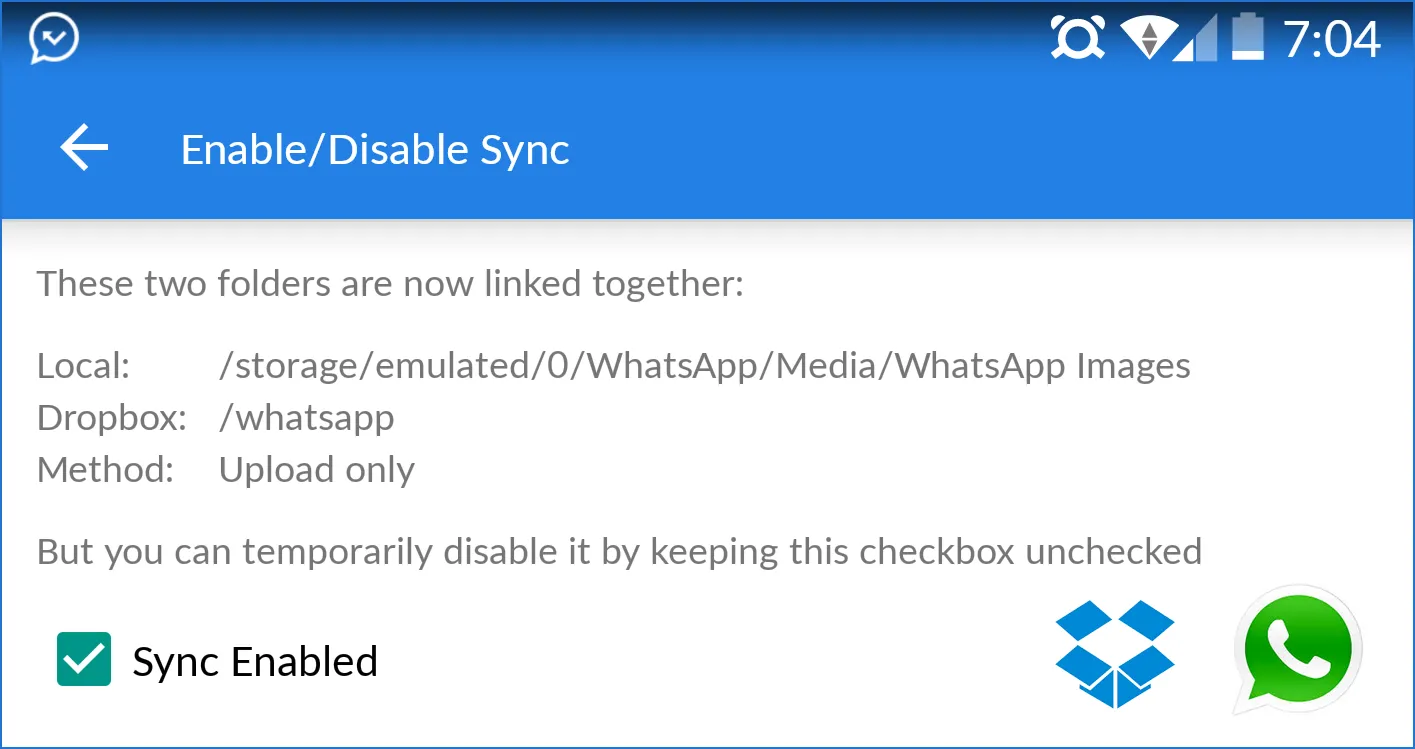 WhatsApp Dropbox Sync