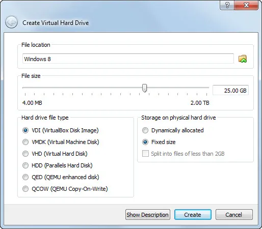 Windows 8 Virtual Disk