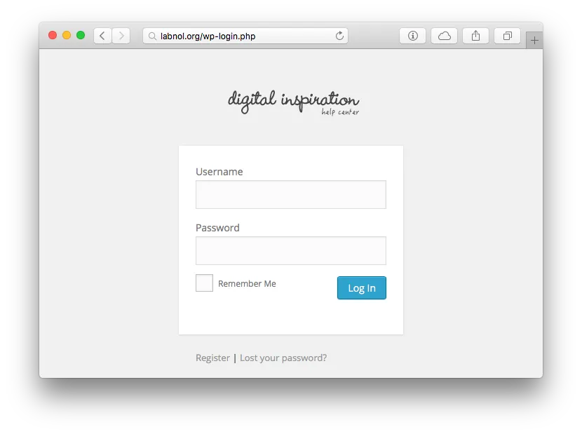 WordPress Login Screen