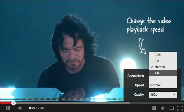 You can play YouTube videos in slow motion or speed them up