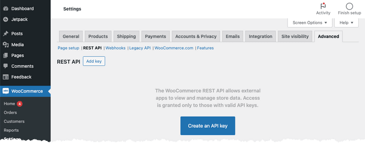 WooCommerce API Key